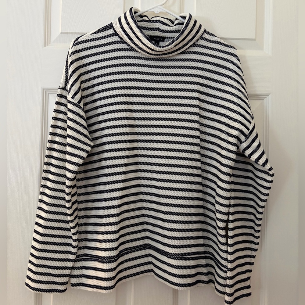 Talbots Nave and Cream Striped Knit Top